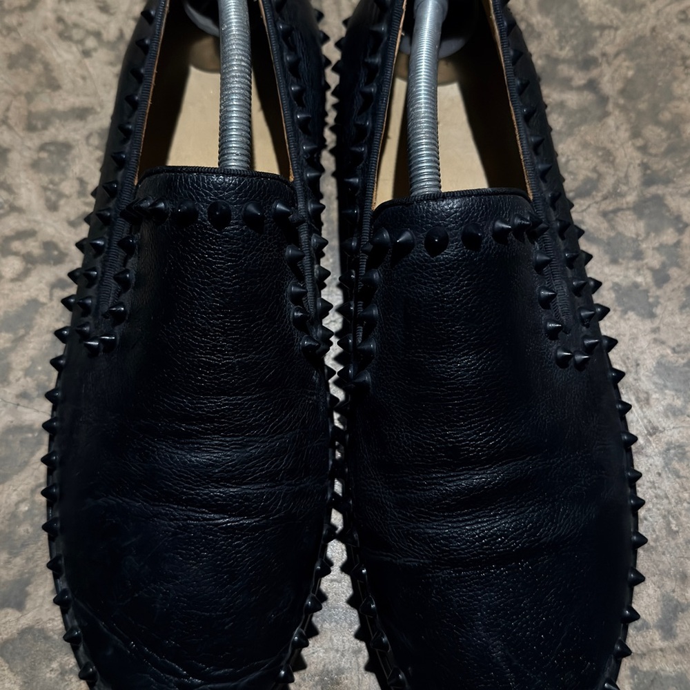 Black Studded Leather Men's Shoes